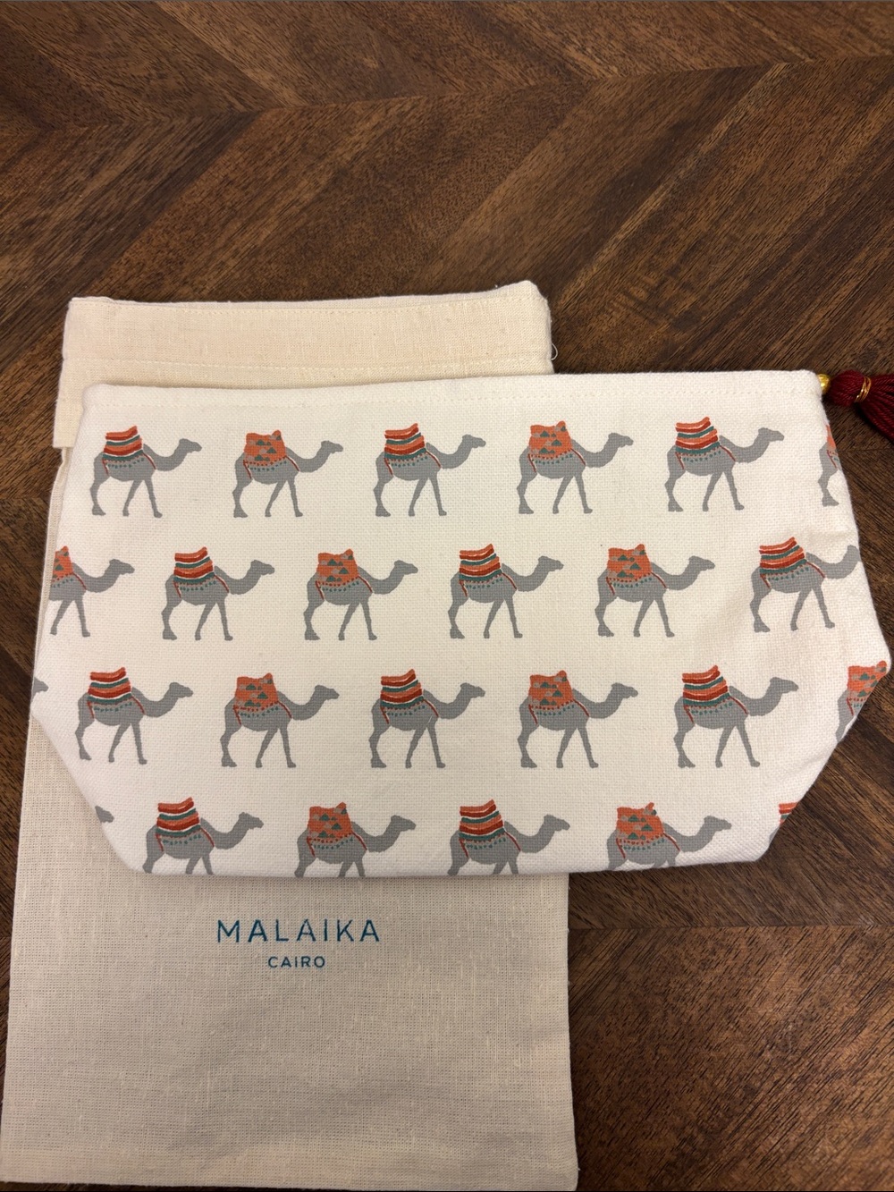 Malaika Zippered Travel Makeup Bag with Tassel.